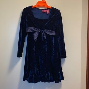 Navy blue velvet long sleeve dress